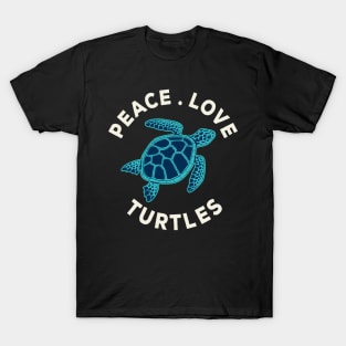 Turtles Sea Ocean Reptiles Testudines Peace Love turtle T-Shirt